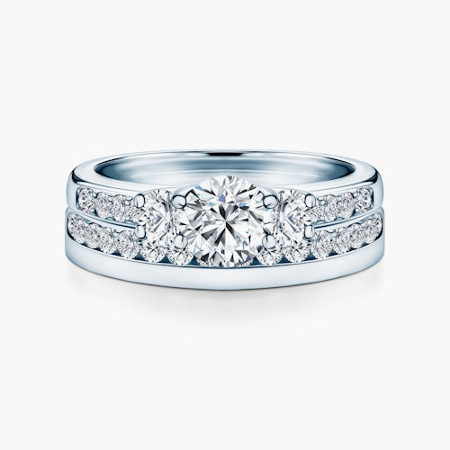 Obrączki Dream: białe złoto, diamenty laboratoryjne, płaskie, 3 mm
